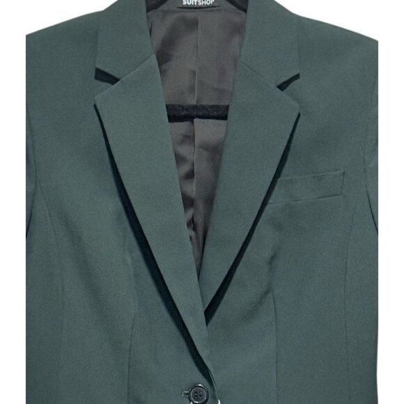 NWT SuitShop Dark Green Suit Jacket Blazer Office Siren Holiday Womens Size 00 - Picture 5 of 13